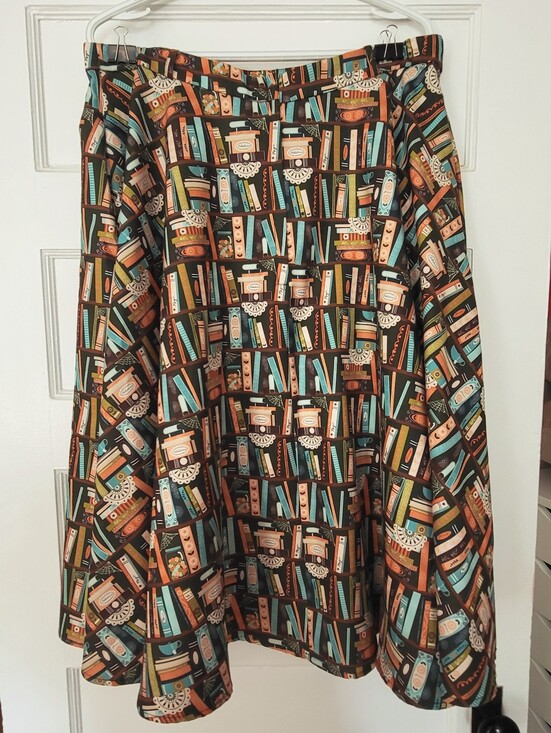 Lindy Bop Dresses & Skirts - Lindy Bop Bookcase Print Skirt in Black, Teal & Orange